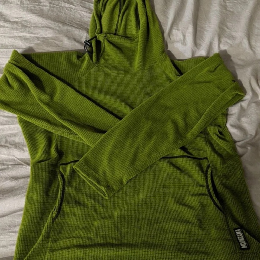 Melanzana micro grid hoodie - Mens Medium Green